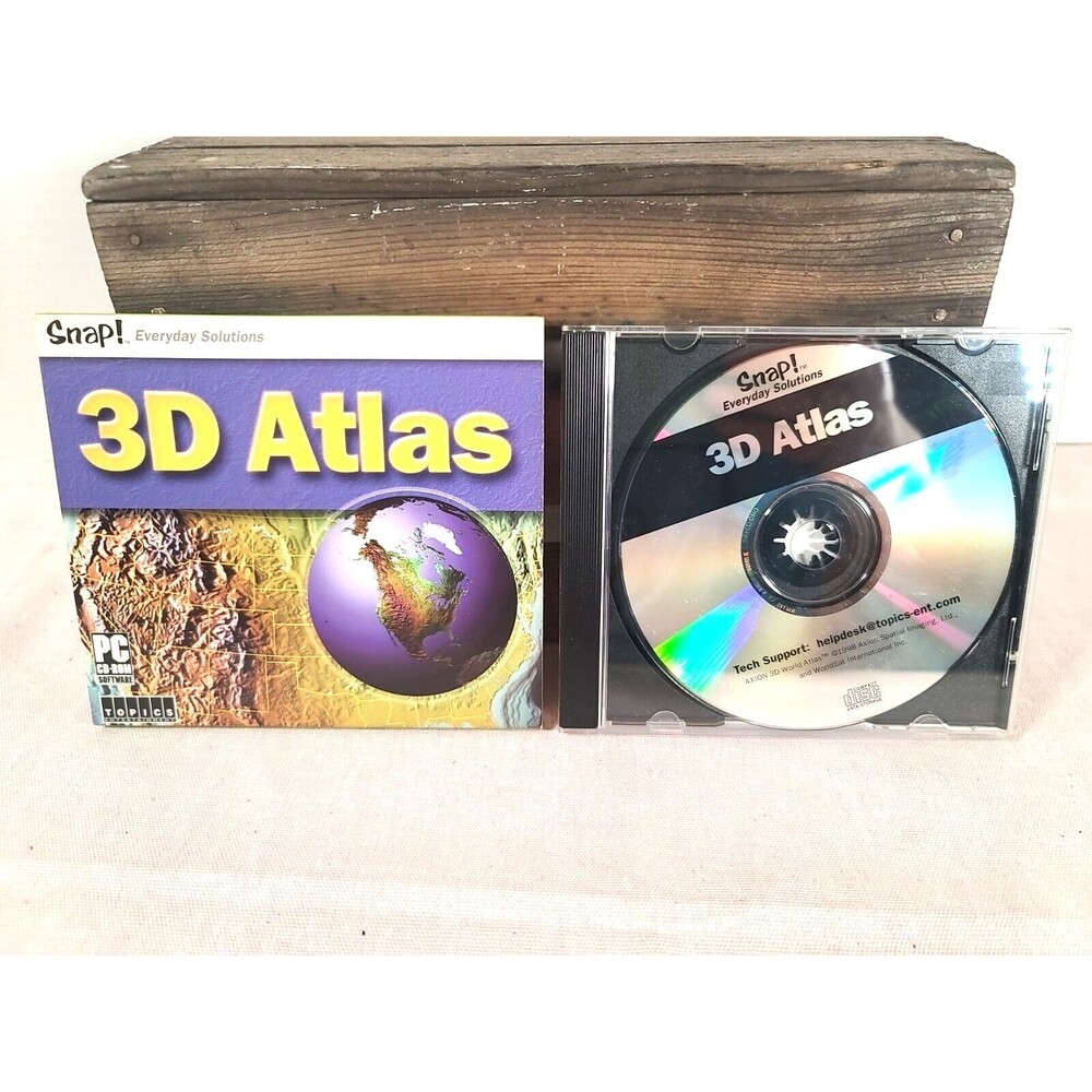 Vintage 2003 3D Atlas PC CD-ROM Software SNAP! WINDOWS 95 98 1.6 Map